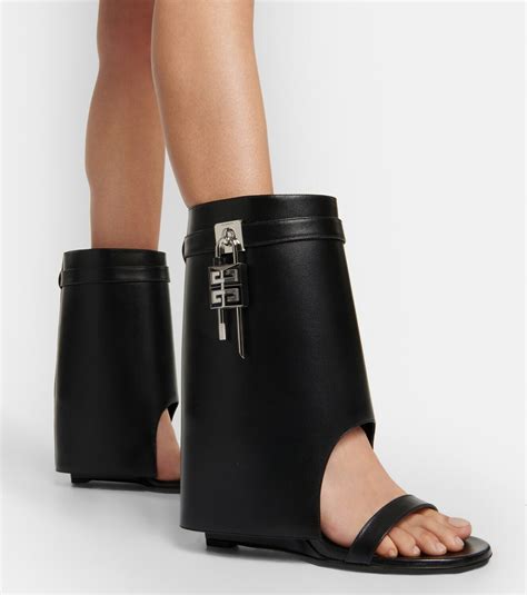 givenchy leather shark-lock sandal|Shark Lock sandals in leather .